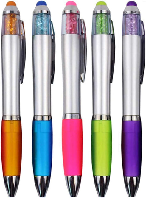 Stylus Pens for Touch Screens, Medium Point Pens with Crystals for Women and Kids, Black Ink Pen with Comfort Grip