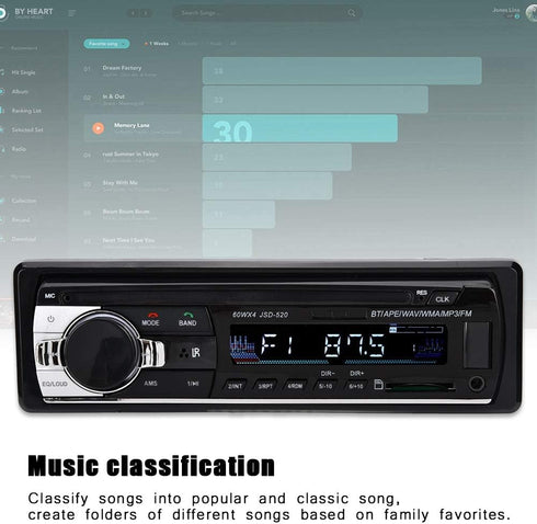 Zerone 4 60W MP5 MP3/MP5/USB x Car Radio Stereo Bluetooth Player Single Din Dual USB Hands- Car Stereo Support LCD