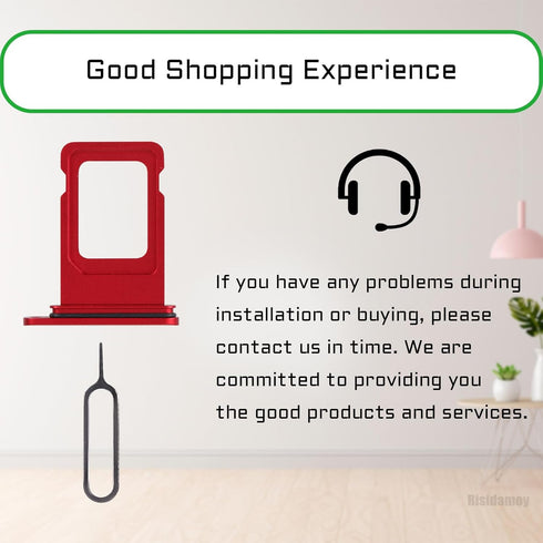 for iPhone 11 Red SIM Card Tray Holder Replacement, Single SIM Version with Waterproof Rubber Ring Repair Kit