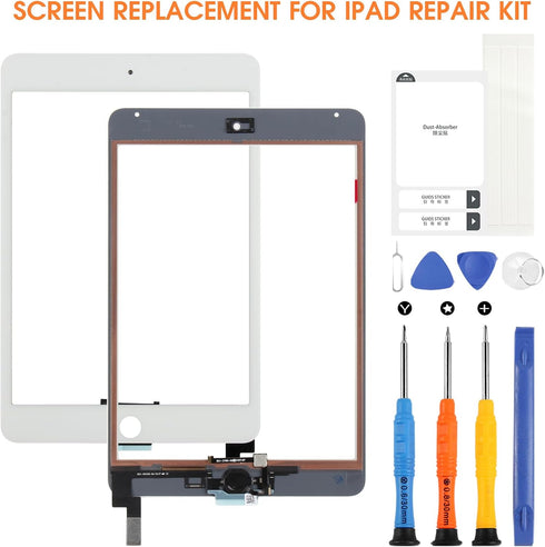Screen Replacement for iPad Mini 4 Touch Screen Digitizer, Repair Tools for iPad Mini 4 A1538 A1550 (Without Home
