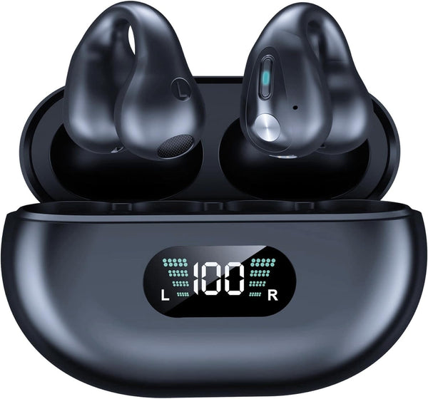 Truelaia Wireless Earbuds - Mini Bone Conduction Headphones with Earhooks, Waterproof Bluetooth 5.3 Clip On Ear Buds