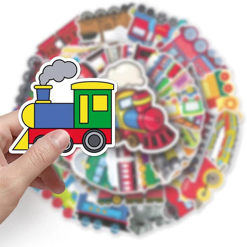 Jukome |50Pcs Train Stickers Train Waterproof Vinyl Decals for Water Bottles Bicycle Laptop Refrigerator Luggage
