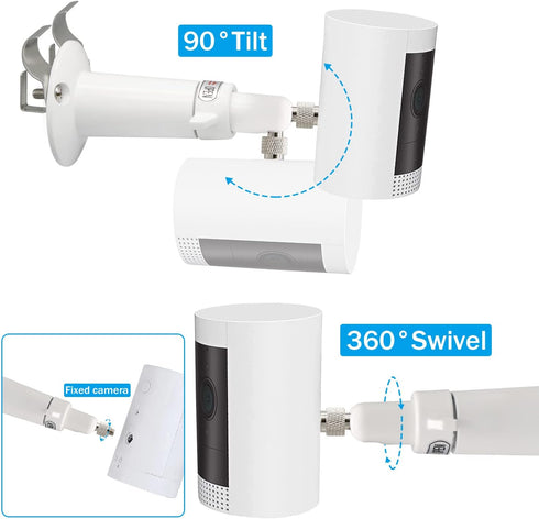 Ring Camera Vinyl Siding Wall Mounts, No Drill 360 Degree Adjustable for Ring Stick Up Cam & Indoor Cam (2 Pack)