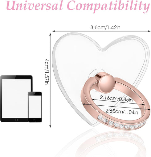 HJZHII 4PCS Setting 360 180 Transparent Cell Phone Ring, Diamond Cell Phone Rings Holder Stand Phones Case Ring Holders