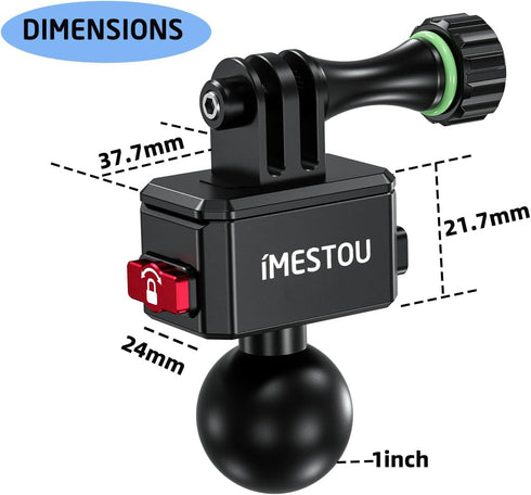iMESTOU Action Camera Riding Mount with 360° Adjustable 1" Ball Head for GoPro Motion Cameras