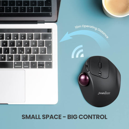Perixx11568 Perimice-717 Wireless Trackball Mouse - 1.34 Inch Trackball, 5 Programmable Buttons, Black