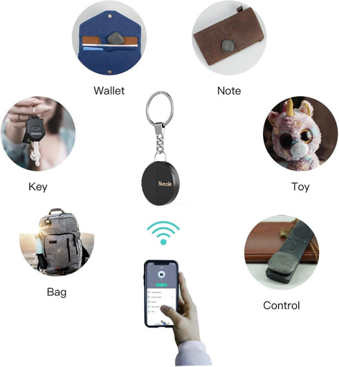Bluetooth Smart Tag Tracker Key Finder with Key Chain and Separate Battery Compartment for Luggage Backpacks