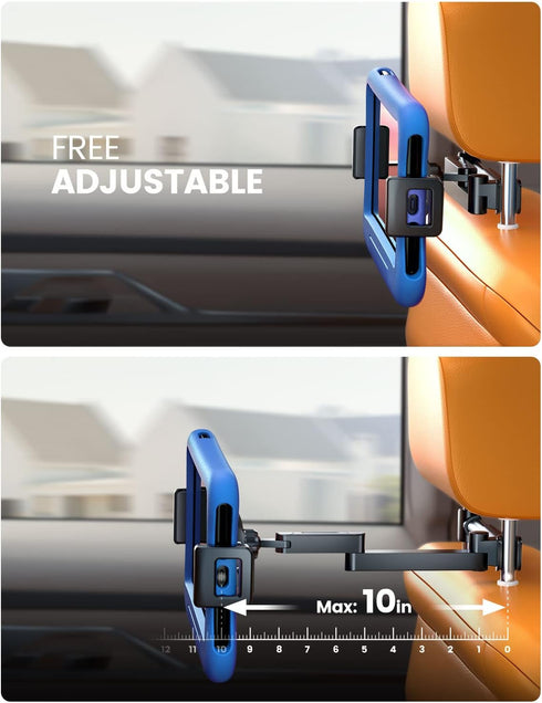 eSamcore Back Seat iPad Car Holder, 1.57" Extra Deep Clamp for 4.7"-11" Tablets, Road Trip Essentials for Kids