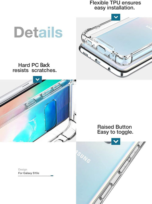 KIOMY Clear Case for Samsung Galaxy S10E - Shockproof Bumper Protective Cover with Airbags Corners