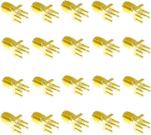 20PCS SMA Female PCB Panel Edge Mount Plug with 4 Pins Straight Connector RF Coax Coaxial Adapter