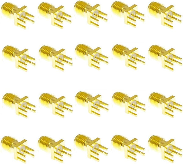 20PCS SMA Female PCB Panel Edge Mount Plug with 4 Pins Straight Connector RF Coax Coaxial Adapter