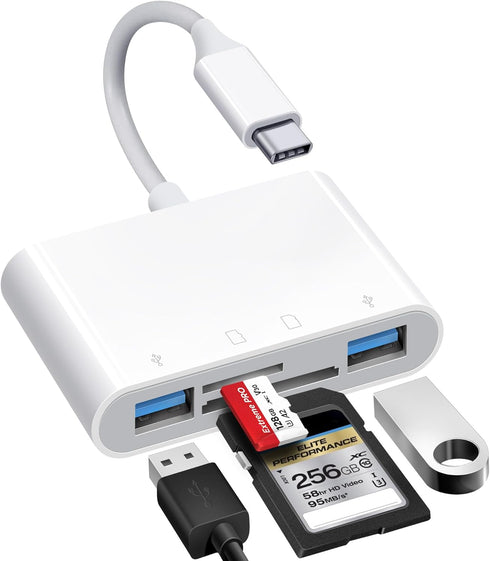 USB C SD Card Reader: For Mac/MacBook/iPad/iPhone 15 Pro WNXSLOAD with Dual Card Slots & USB Ports, 4 in 1 Memory Card