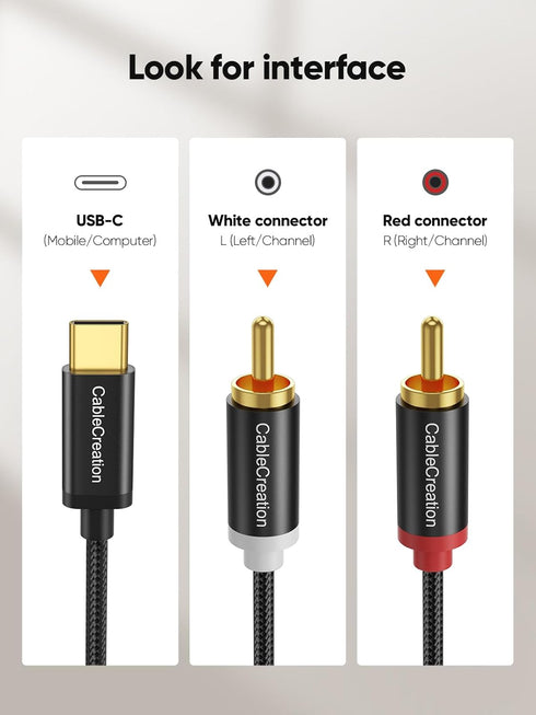 CableCreation USB C to RCA Audio Cable 10FT, Type-C to 2 Male Y RCA Splitter for iPhone 15, Home Theater