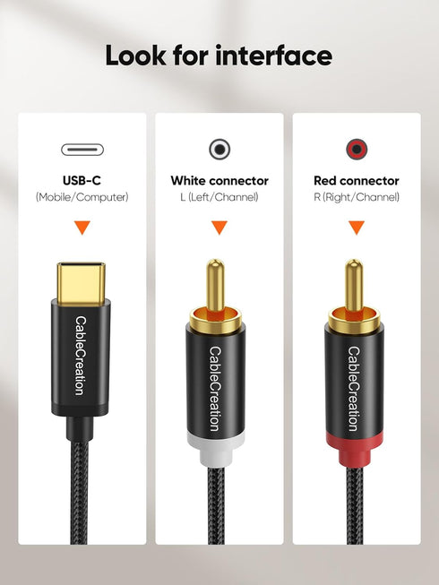 CableCreation USB C to RCA Audio Cable 3.3FT, Type-C to 2 Male Y RCA Splitter for iPhone 15 Series, Home Theater,