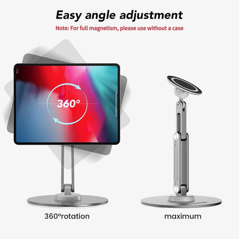 XAOSUN 360Rotation,Home Tablet Stand Magnetic for ipad Stand Desk Multi-Angle, Adjustable Foldable Tablet Holder,Metal