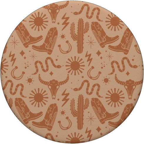 Cowboy Western Boho Cactus Pattern PopSockets Standard PopGrip in Warm Earth Tones
