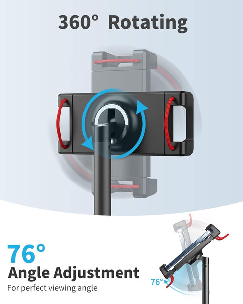 SAIJI Tablet Stand Holder, Height Adjustable Portable Monitor Stand, 360° Rotating, Aluminum Alloy Cradle Mount Dock