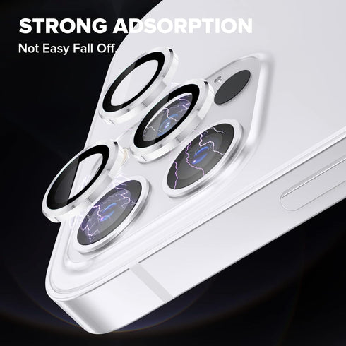 Campera Lens Protectors for iPhone 13 Pro 6.1" & 13 Pro Max 6.7", Anti-Scratch HD Tempered Metal Glass, 3-Set Silver