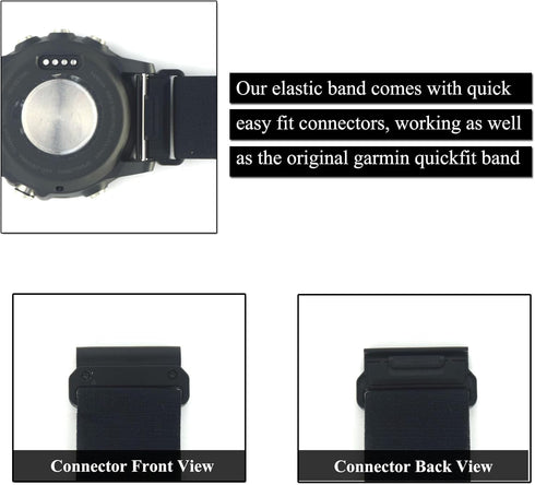 26mm Elastic Armband or Ankle Band - Compatible with Garmin Fenix 7X Sapphire Solar, Fenix 6X Pro/Sapphire, Fenix 5X/5X