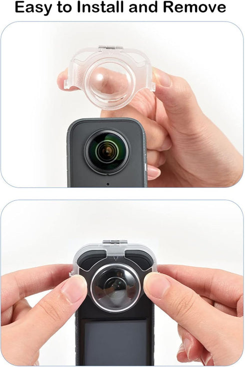 LICHIFIT Transparent Lens Cover Detachable Camera Lens Protector Case for Insta360 X3 Panoramic Camera