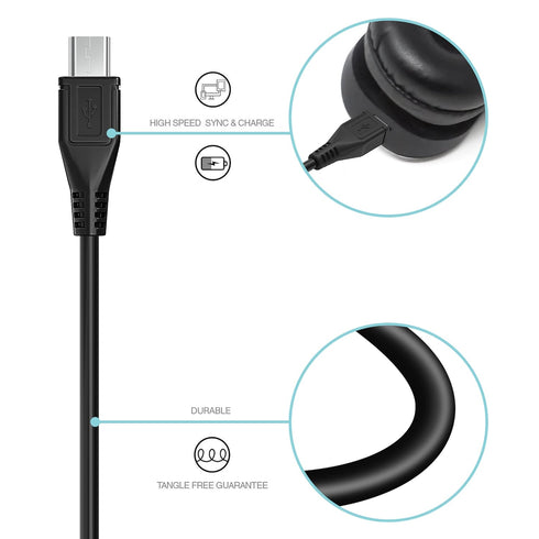 SLLEA Micro USB Data/Charging Cable for VXI B350-XT Blue Parrot Noise Canceling Bluetooth Headset