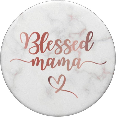 Blessed Mama Pink Rose Blush Quote Cute Mom Mommy PopSockets Standard PopGrip