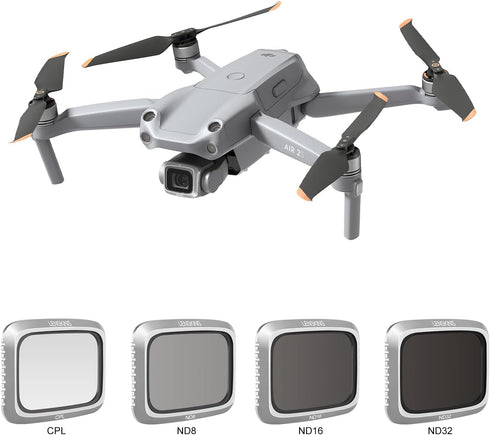 ND Filters for DJI Air 2S Drone, 4-Pack ND8 ND16 ND32 CPL Filter Set, Neutral Density and Circular Polarizer Lens Kit