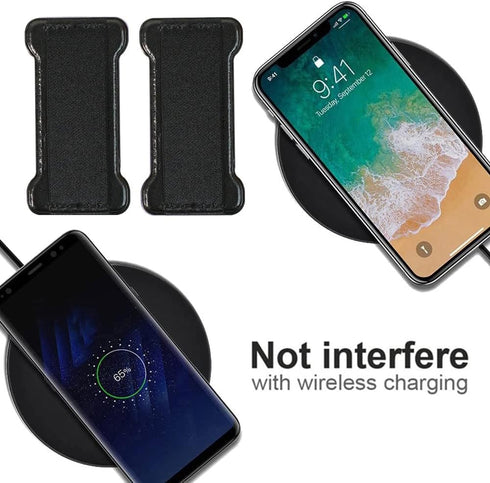 Universal Finger Strap Phone Grip Holder for Hand, Compatible with Most Smartphones (PU Black) - 2Pack Finger Selfie