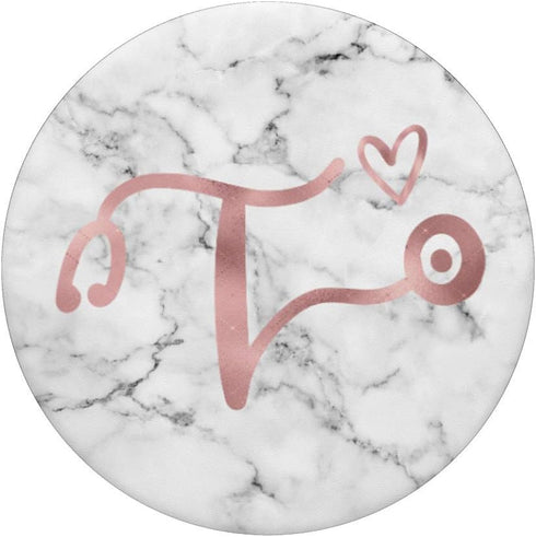 Cute Rose Pink Letter T Initial Monogram Nurse Stethoscope PopSockets PopGrip for Phones & Tablets