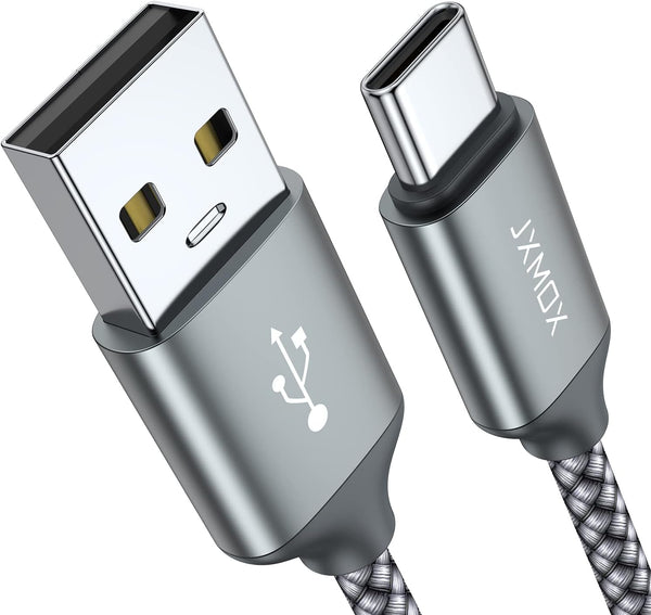 JXMOX USB Type C Cable (6.6ft 2-Pack), USB A to USB C 3A Fast Charging Cord Compatible with iPhone 15 Pro Max, Samsung