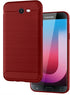 Asuwish Phone Case for Samsung Galaxy J7 Prime 2017 J7V S727VL with Tempered Glass Protector, Red Soft Silicone Cover