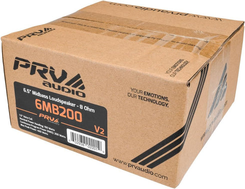 PRV AUDIO 6.5 Inch Midbass Speaker 6MB200 v2 8 Ohm - 200 Watts, 93.5 dB, 1.5" Voice Coil for Car Audio with Outstanding