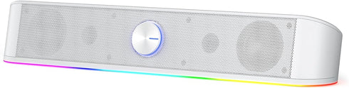 Redragon GS560 RGB Desktop Soundbar, 2.0 Channel Computer Speaker with Dynamic Lighting Bar, USB Powered, White
