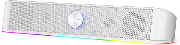 Redragon GS560 RGB Desktop Soundbar, 2.0 Channel Computer Speaker with Dynamic Lighting Bar, USB Powered, White