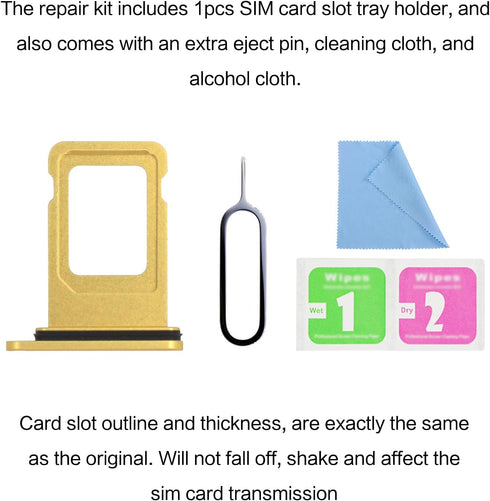 ASDAWN SIM Card Slot Replacement for iPhone 11, SIM Card Tray Holder, Waterproof Rubber Ring and SIM pin (Single Sim