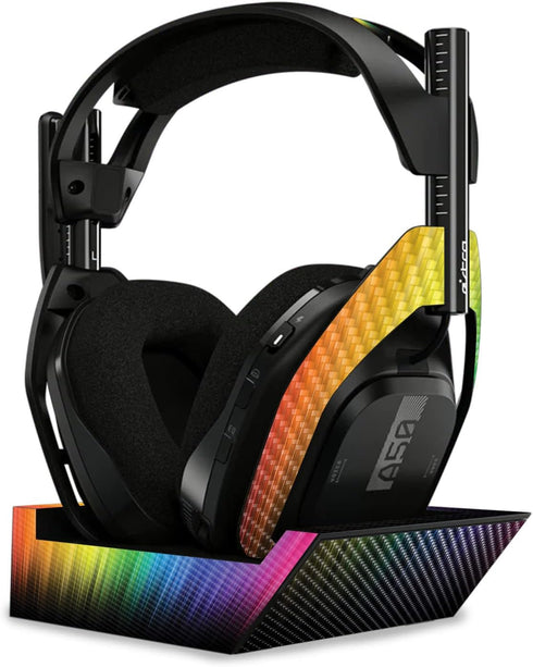 MightySkins Carbon Fiber Skin - Rainbow Streaks for Astro A50 Wireless Headphones + Base Station (Gen 4) | Durable,