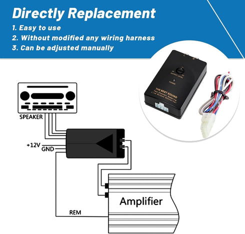 Car Audio Speaker Wire to RCA Line Output Converter, 2-Channel High to Low RCA Converter for Amplifier Subwoofer
