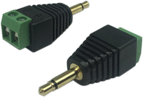 CERRXIAN 3.5mm TS Mono Male to 2 Pin Screw Terminal Female AUX Headphone Replacement Adapter (2-Pack)