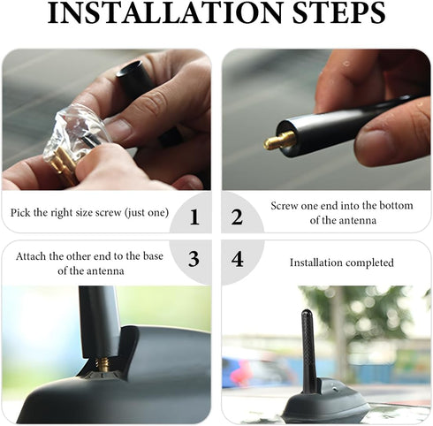 FSTURIOS 1.37" Car Short Antenna, Stubby Aluminum Radio Antenna Replacement with Screws Gaskets, Vehicle Roof Carbon