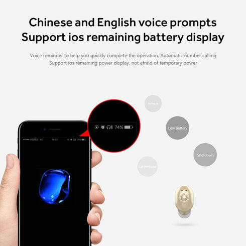 Smallest Wireless Mini Bluetooth Earbud with Mic for iPhone & Android - 4-5 Hour Playtime (Skin)