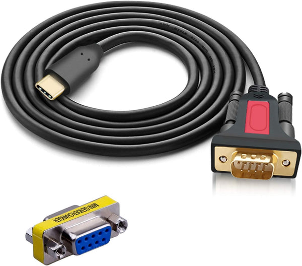 USB Type C to RS232 DB9 Serial Converter Adapter Cable, 5ft with Male to Female Connector, Compatible with MAC,