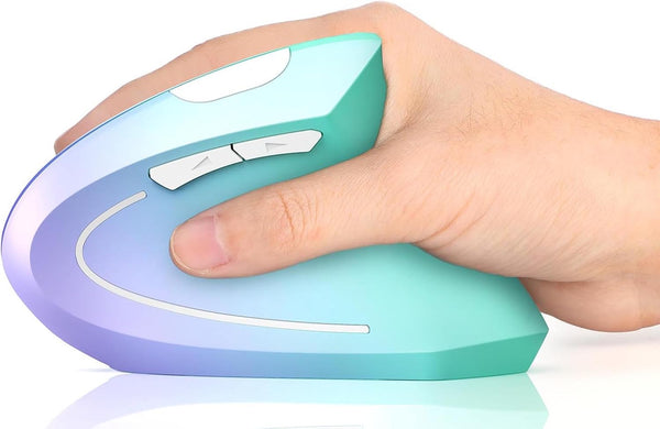 Lekvey Ergonomic Vertical Wireless Mouse, Rechargeable 2.4 GHz Optical Carpal Tunnel Mouse, 800/1200/1600 DPI, Green