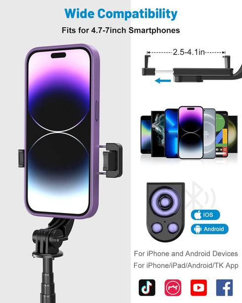Yeaki 32 Selfie Stick Tripod with Detachable Wireless Remote, Extendable Tripod for iPhone Compatible with Android