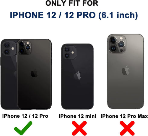 iPhone 12/12 Pro Case - Heavy Duty Rugged Cover with Belt Clip Holster & 2X Screen Protector (Black B)