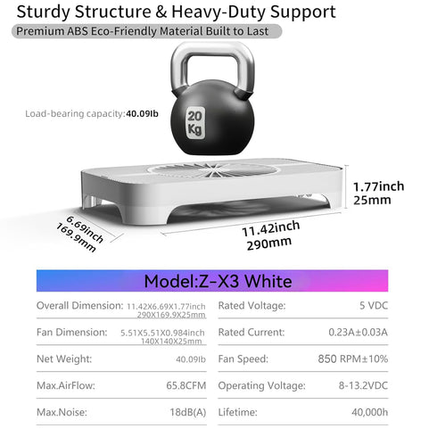 GSCOLER X3 18dB 140mm USB Cooling Fan, Ultra-Quiet USB PC Fan with Built-in Cable & One-Touch Switch for Router
