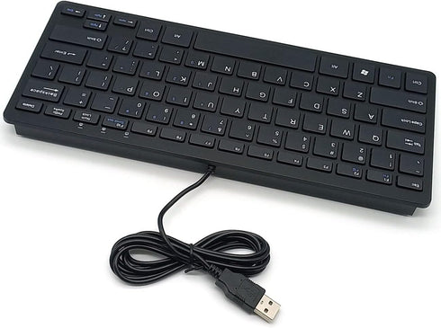 Mini Wired Keyboard (English), Ultra Thin Portable 78 Keys USB Multimedia for Desktop, Laptop, Windows