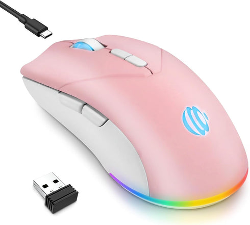 mobiproduct Wireless Bluetooth Mouse, Rechargeable USB Optical Mouse, 3 Adjustable DPI, LED Silent