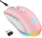 mobiproduct Wireless Bluetooth Mouse, Rechargeable USB Optical Mouse, 3 Adjustable DPI, LED Silent