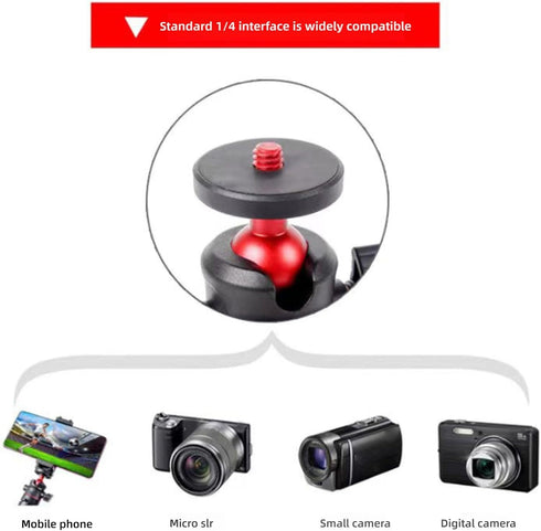 Zopsc 360 1/4 Inch Camera Desktop Tripod, Phone Selfie Stick with Ball Head, Expansion, Lightweight Portable, for Vlog