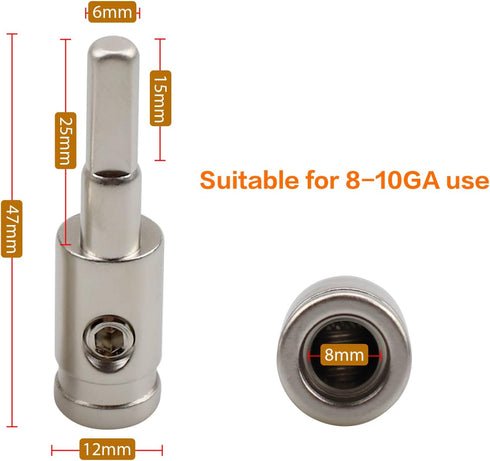 4 PCS Audio 8 Gauge to 10 Gauge Wire GA Reducer, for Car Stereo Audio AWG Pin Power Ground Wire Reducer